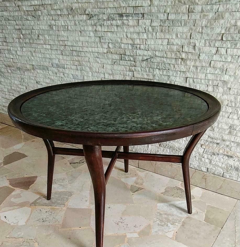 Giuseppe Scapinelli Coffee Table Marbre Rosewood Wood 1940 Italy photo vinterior