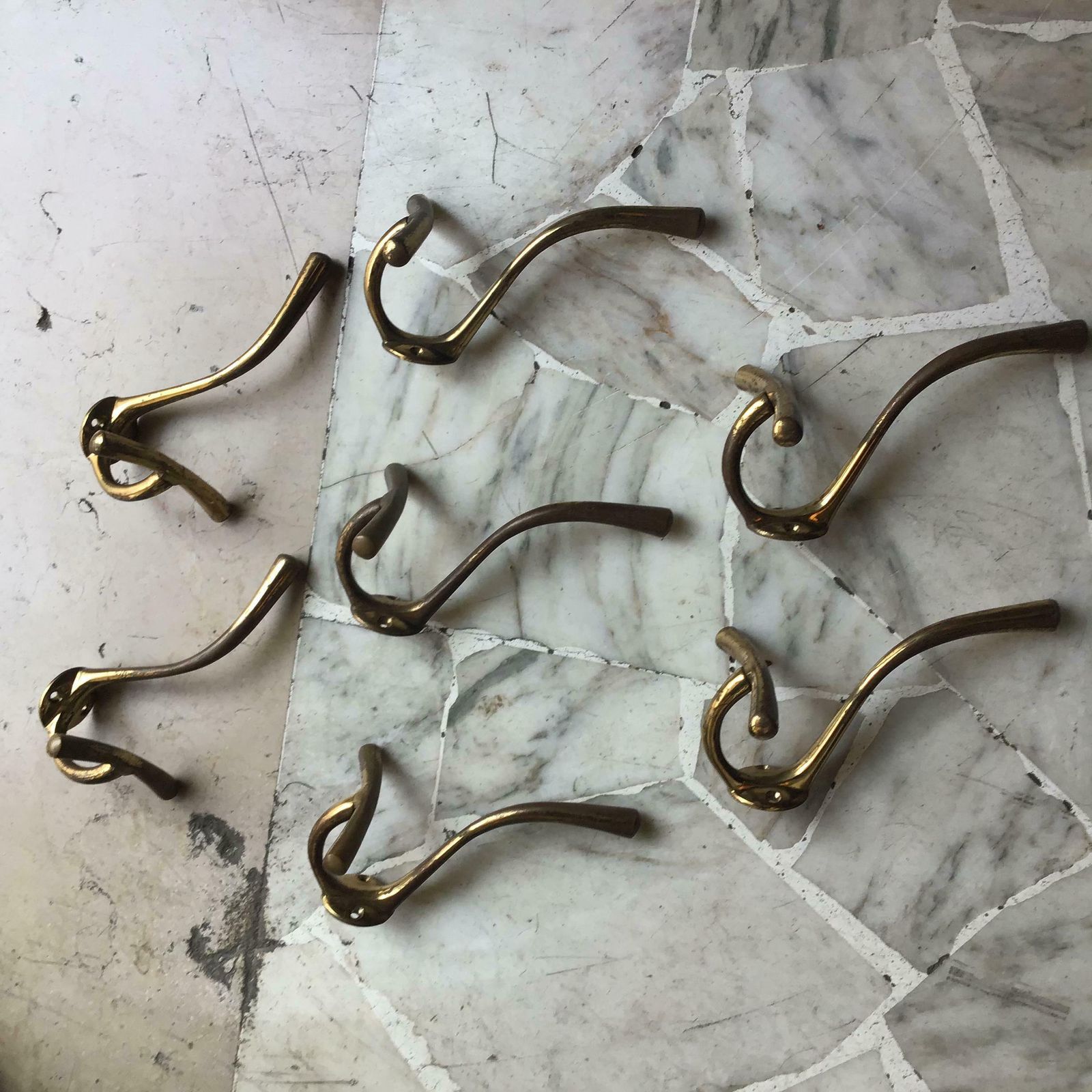 photo furniture Luigi Caccia Dominioni N 7 Coat Hangers Brass 1950 Italy