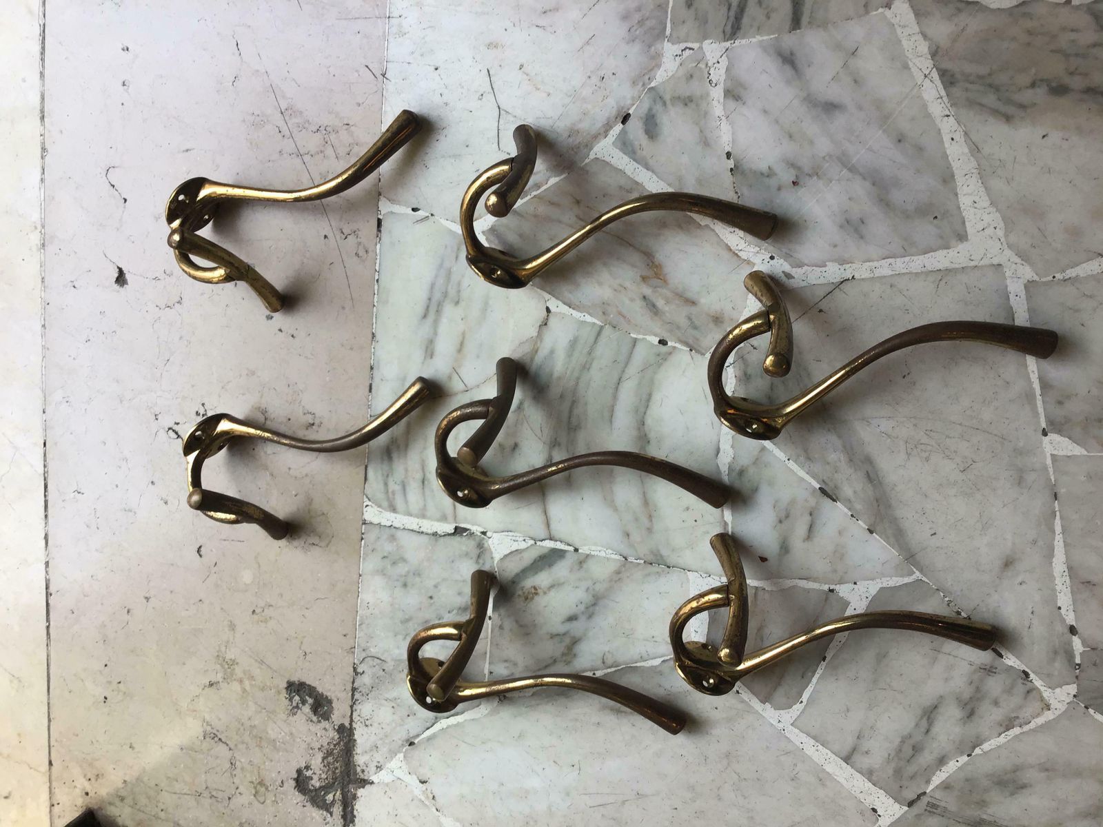 798.0 Luigi Caccia Dominioni N 7 Coat Hangers Brass 1950 Italy photo