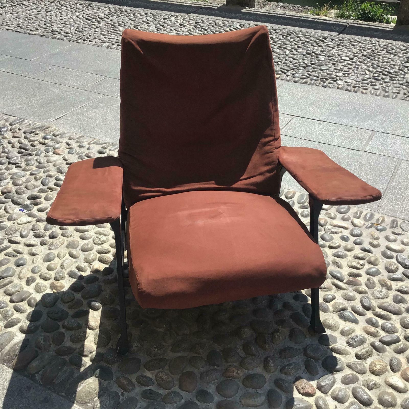 Arflex  Roberto Menghi  Armchair Iron Fabric Padding 1950 Italy photo furniture