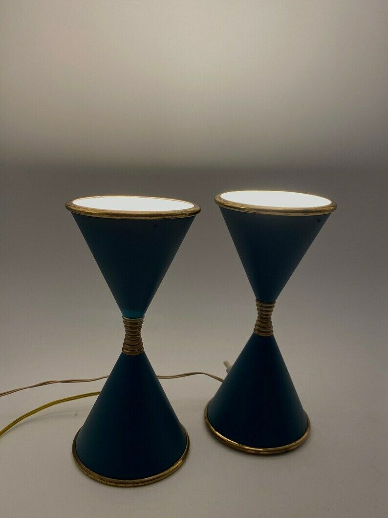 Angelo Lelii, Two 'Clessidra' Table Lamps, Arredoluce, Milan Italy, 1960 photo furniture