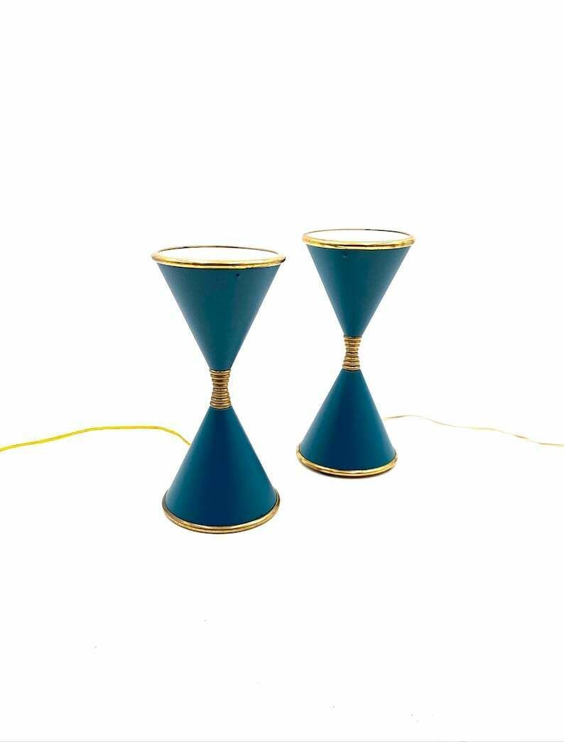 Angelo Lelii, Two 'Clessidra' Table Lamps, Arredoluce, Milan Italy, 1960 photo for sale