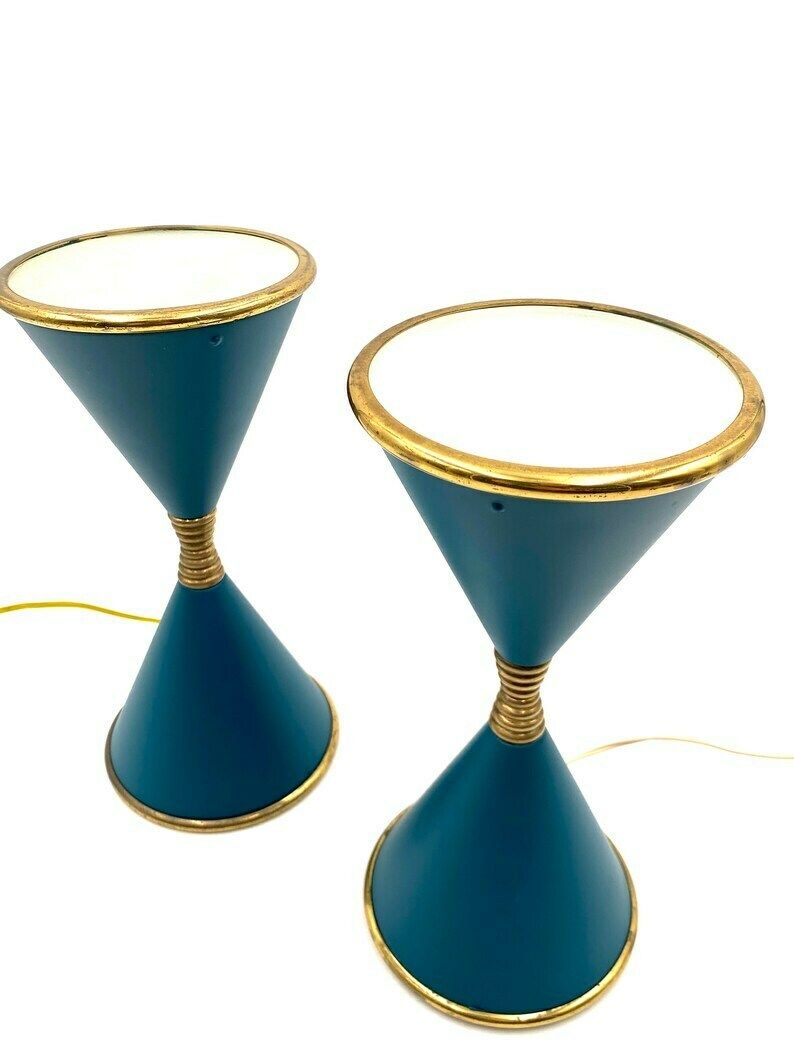 Angelo Lelii, Two 'Clessidra' Table Lamps, Arredoluce, Milan Italy, 1960 photo vinterior