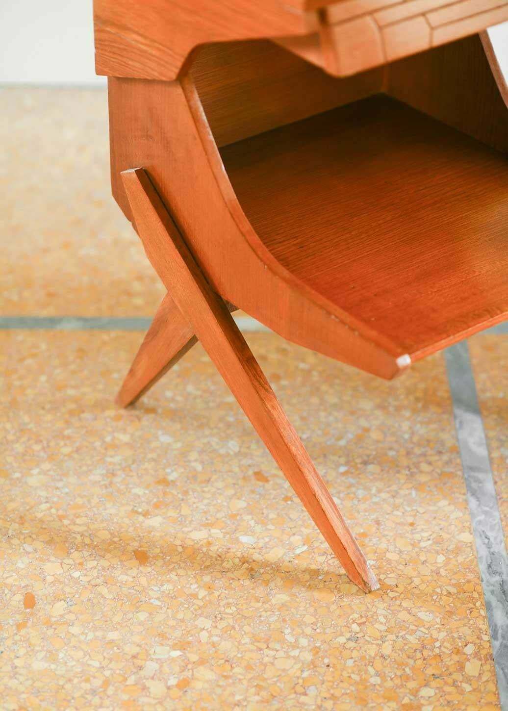 Pair Of Wooden Bedside Tables With Coloured Formica Top 1950 (Set Of 2) photo Furniture