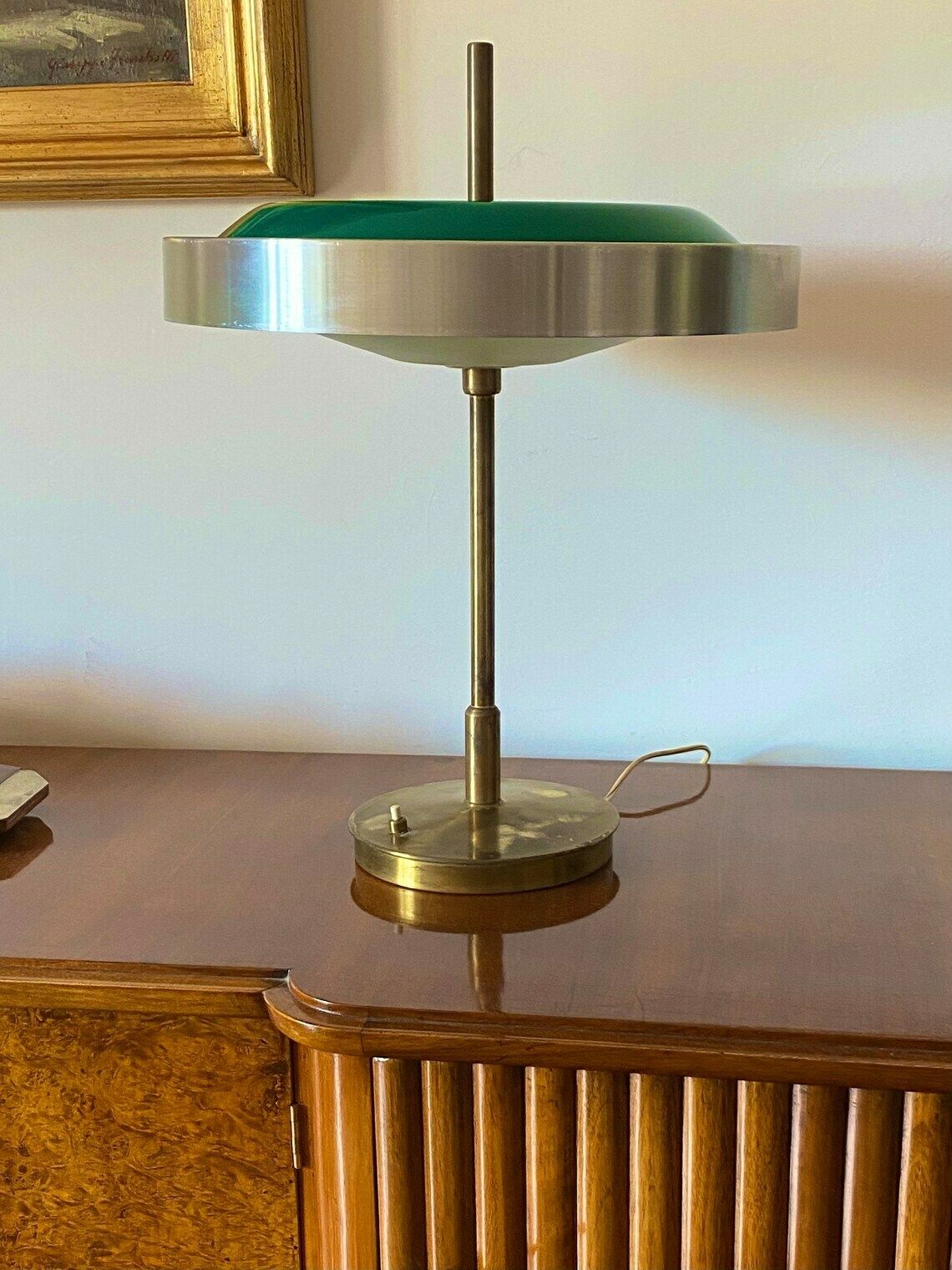 Oscar Torlasco, Important Brass And Glass Table / Desk Lamp, Prod. Lumi, 1960 Ca. photo vinterior