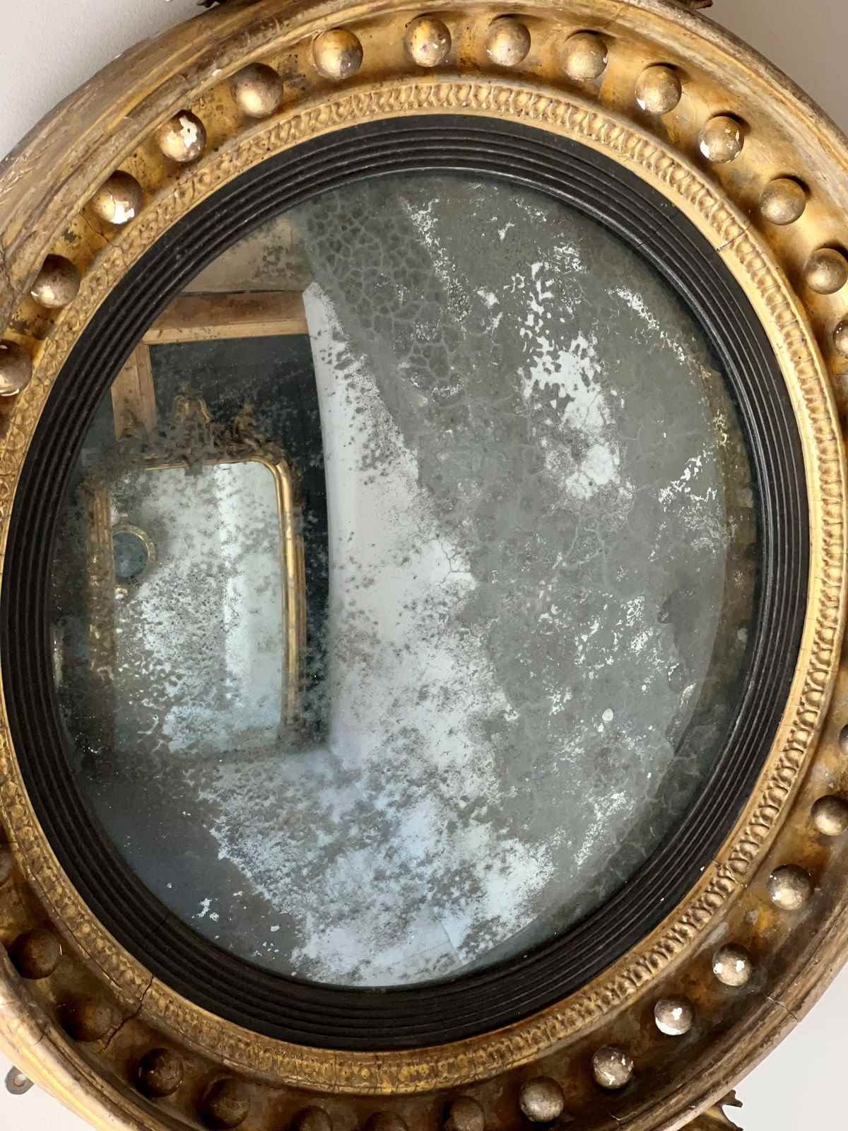 Regency Carved Giltwood Convex Wall Mirror photo buy
