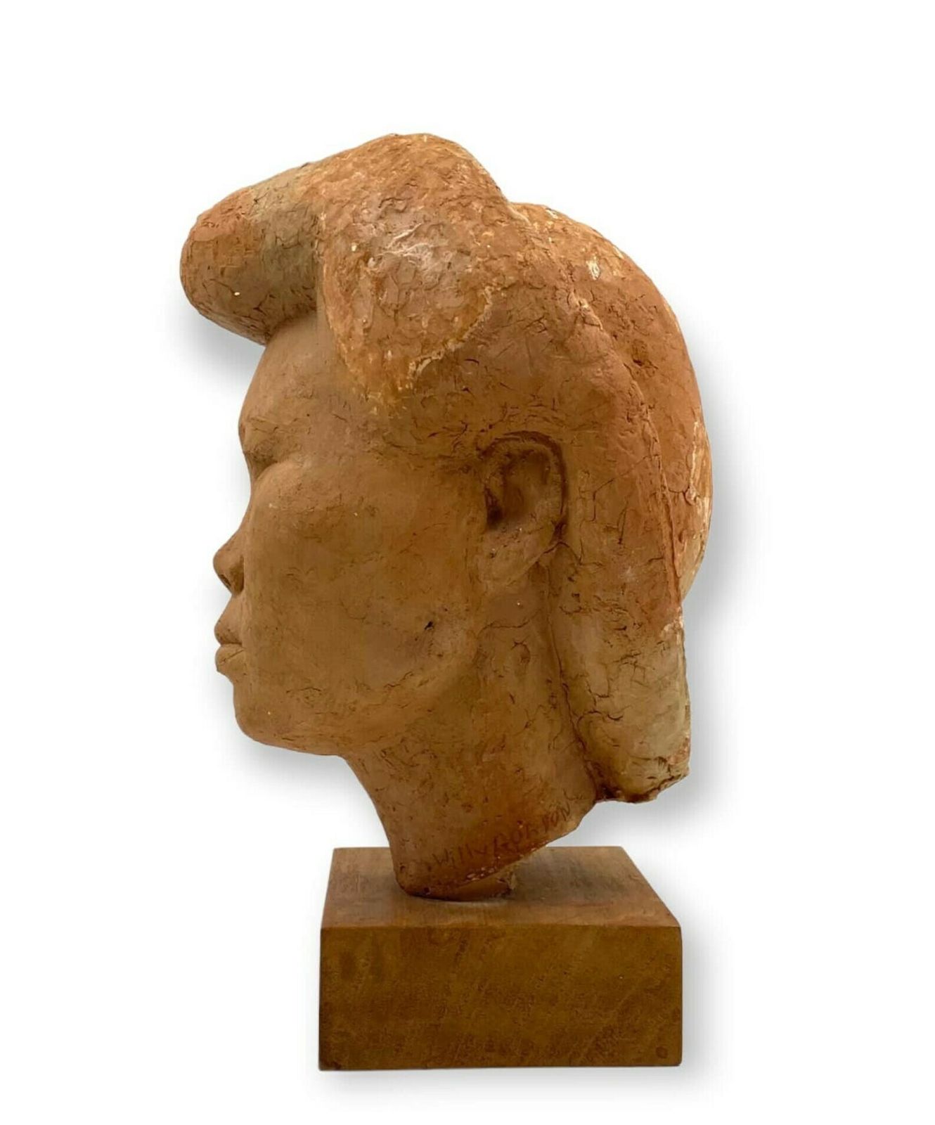 Willy Gordon, Terracotta Japanese Girl Akito Head Sculpture, France 1940s photo vinterior