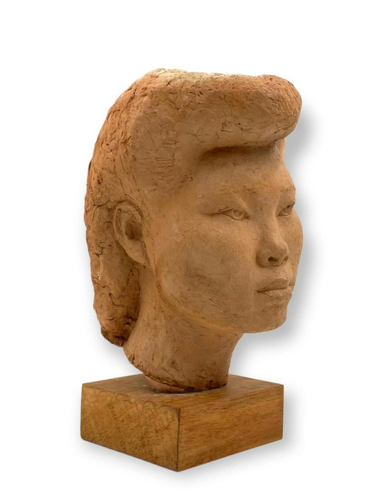 photo furniture Willy Gordon, Terracotta Japanese Girl Akito Head Sculpture, France 1940s