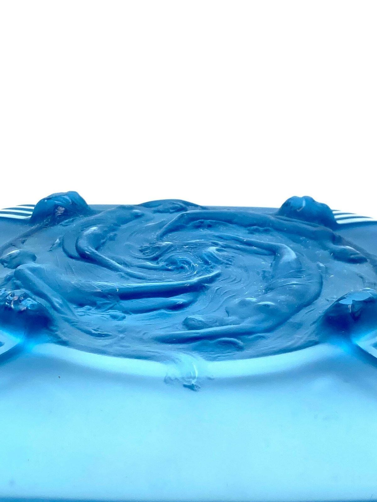 Verreries Des Hanots, Important 'Naiads' Molded Glass Tray, France 1930s photo 591.0