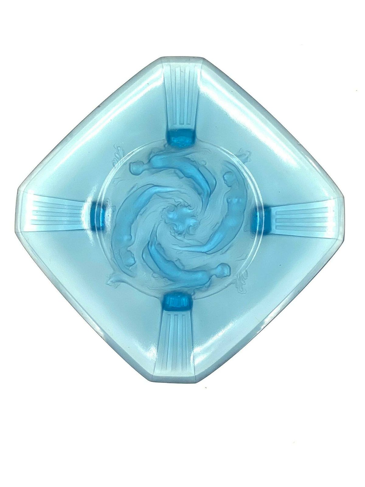 photo for sale Verreries Des Hanots, Important 'Naiads' Molded Glass Tray, France 1930s