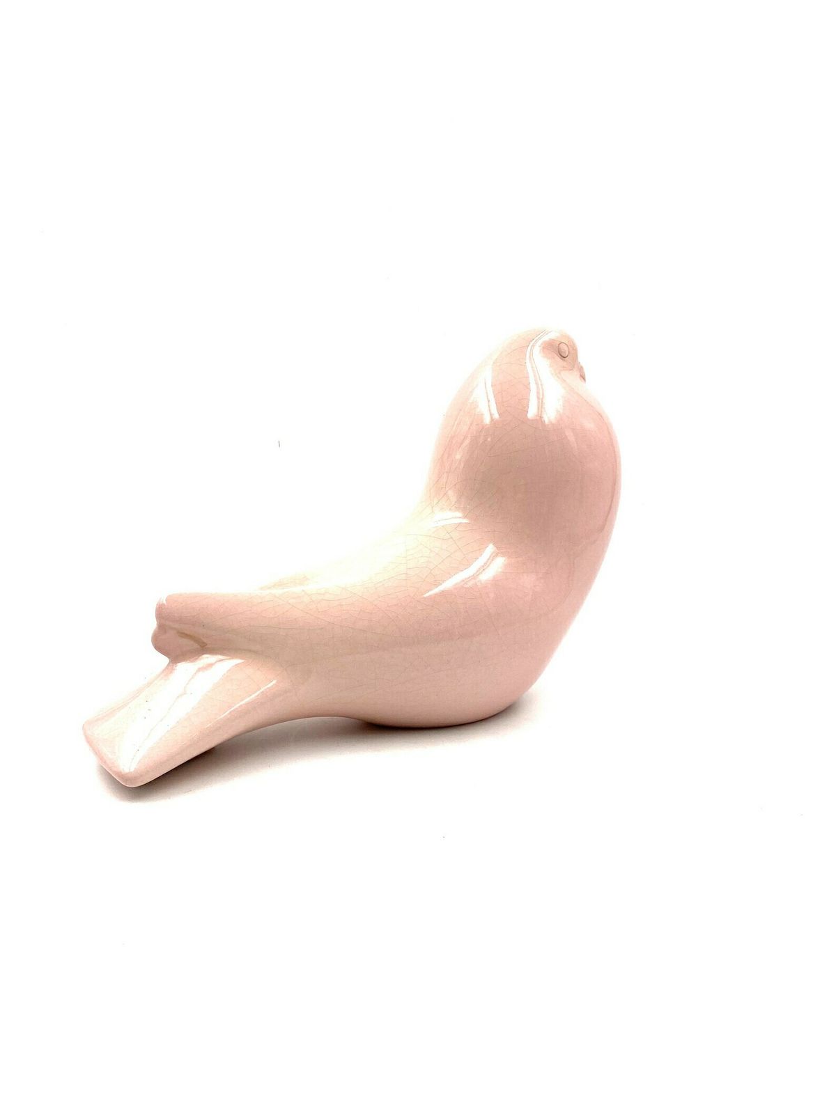 Zaccagnini, "Pink Dove" Crackled Earthenware Sculpture, Italy 1940 photo vintage