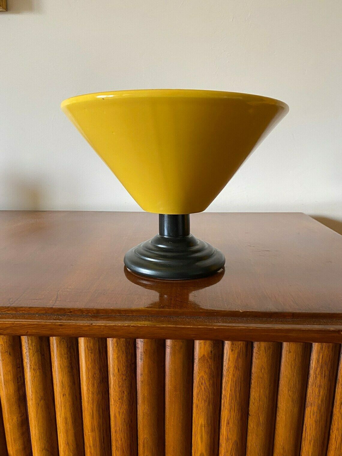 Yellow Conic Vase, Postmodern Memphis Milan Style, Italy 1980s photo vintage