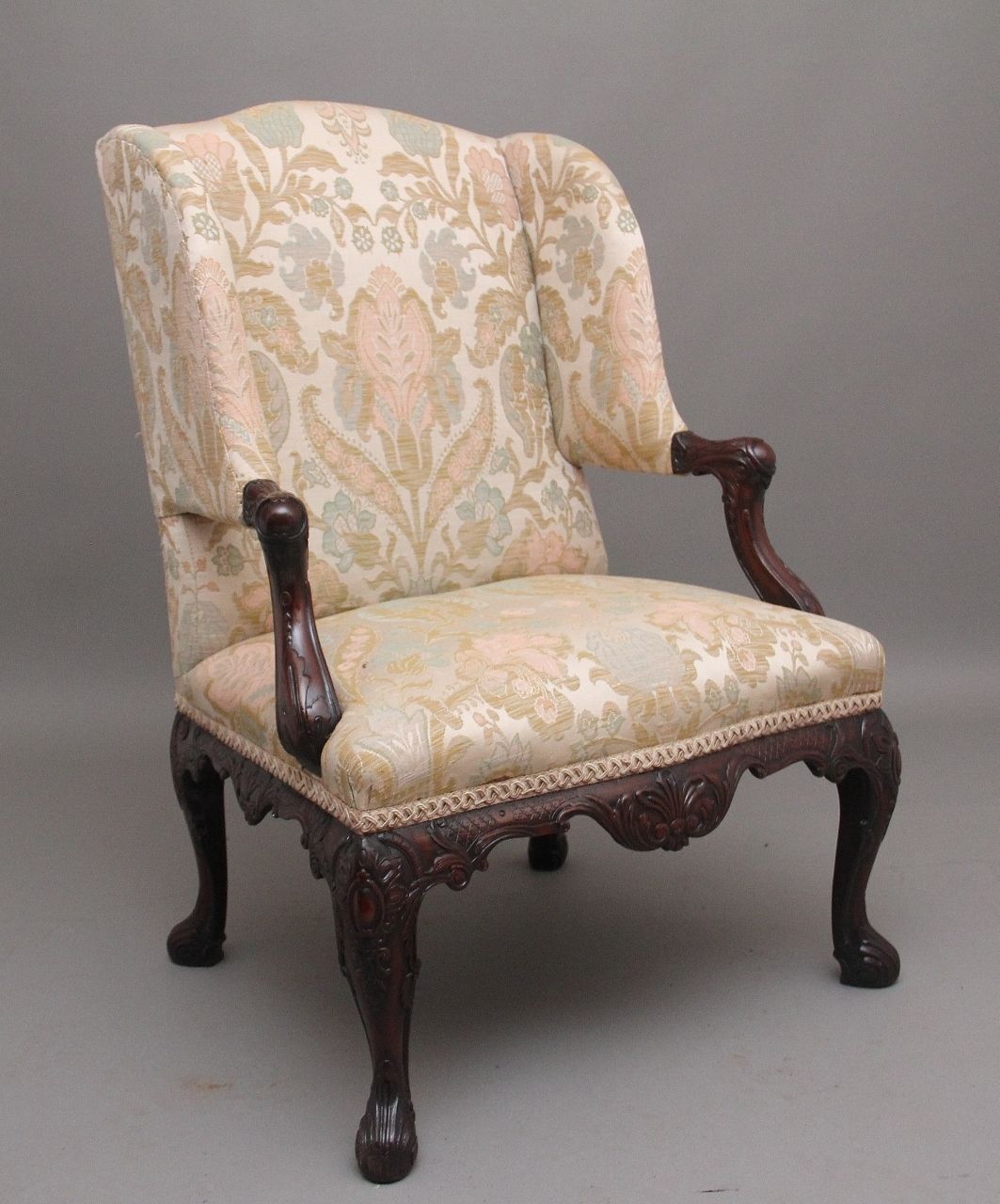 19th Century Carved Mahogany Library Armchair In The Chippendale Style photo for sale