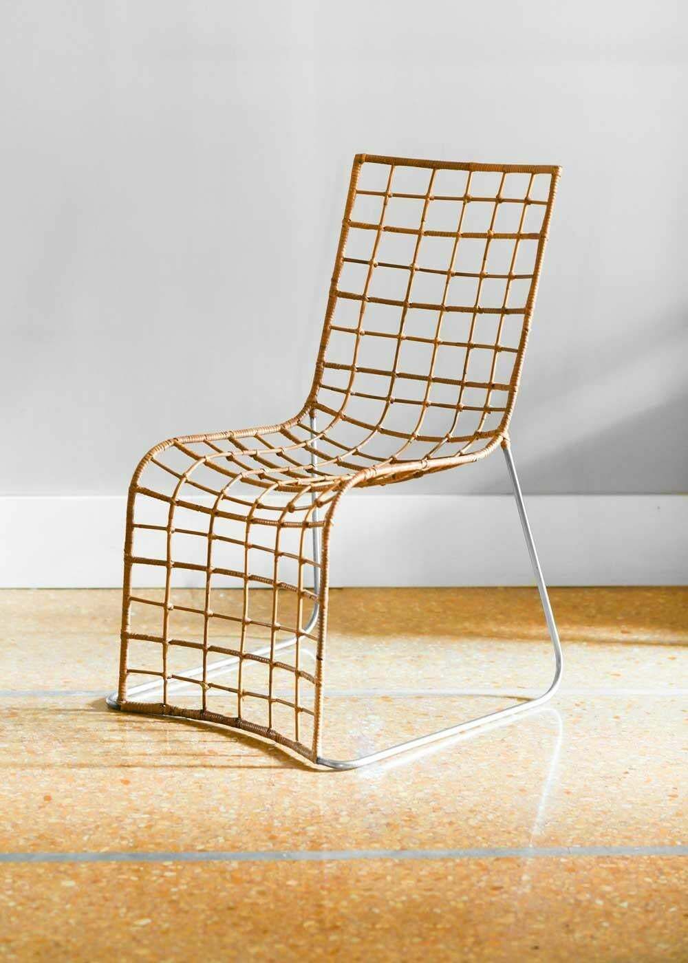 Pair Of Rattan Chairs With Metal Structure 1980 photo for sale