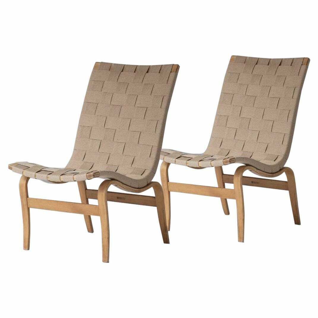 Pair Of Bruno Mathsson Armchairs Model "Eva", Swedish Production 1960