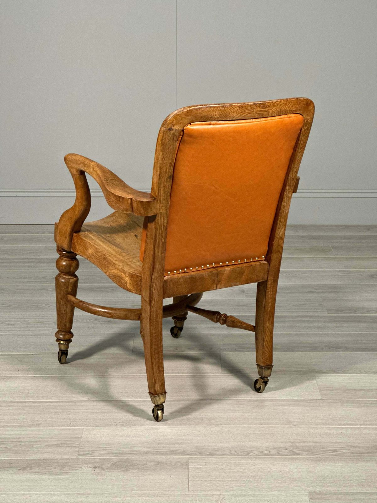 Antique Oak And Leather Desk Chair photo Furniture