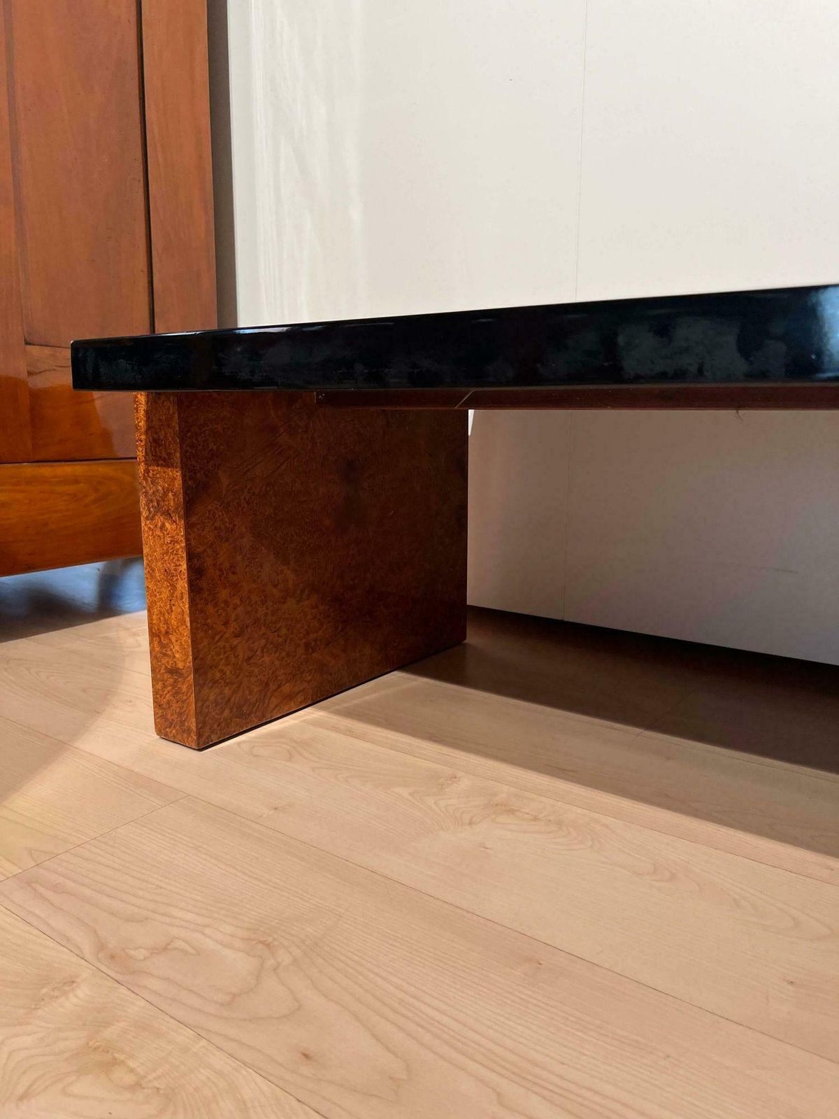 Furniture Art Deco Sofa Table, Amboyna Roots Veneer, France Circa 1930 photo