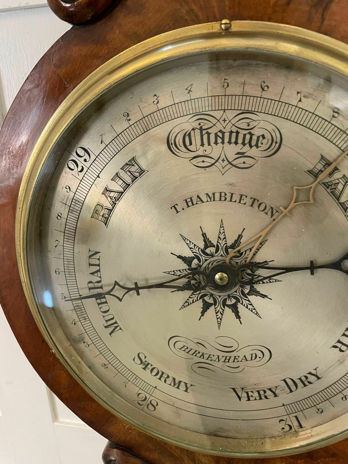 Quality Antique Burr Walnut Carved Banjo Barometer photo Home Decor