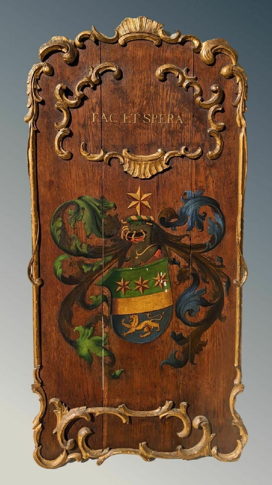 Fine Antique Oak Hand Painted Coat Of Arms Clan Matheson