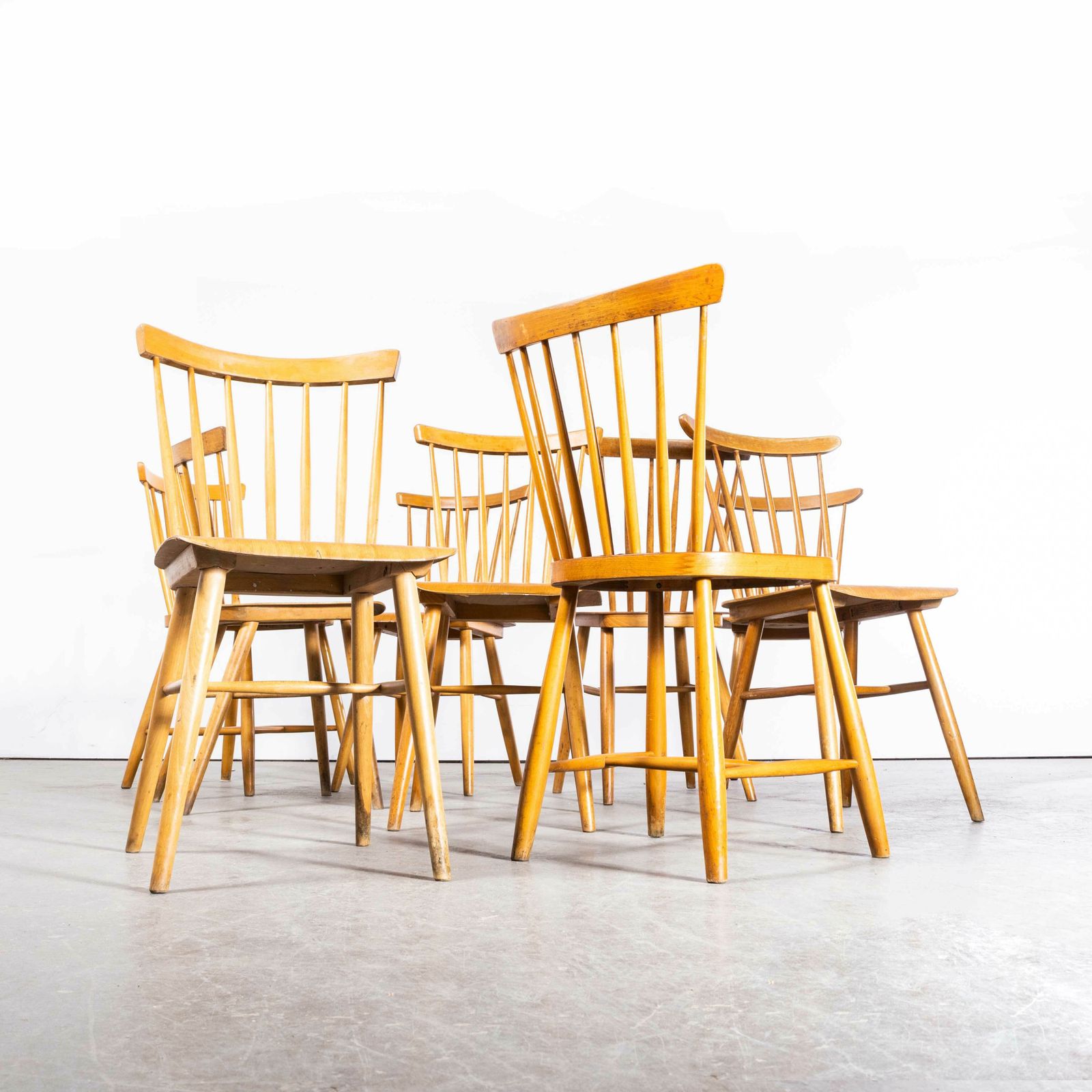 1950’s Harlequin Stickback Dining Chairs By Ton – Set Of Nine