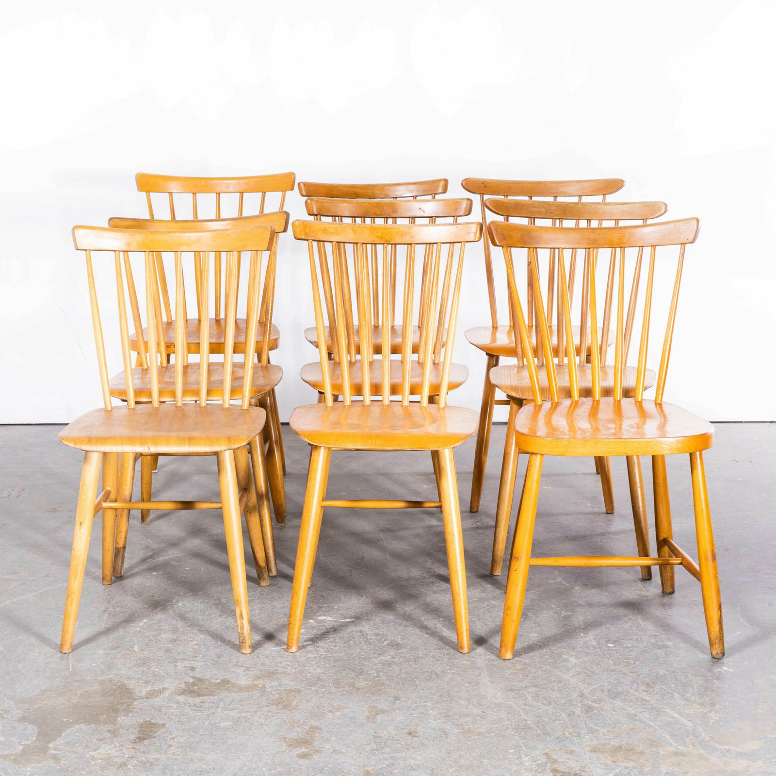 1950’s Harlequin Stickback Dining Chairs By Ton – Set Of Nine photo for sale
