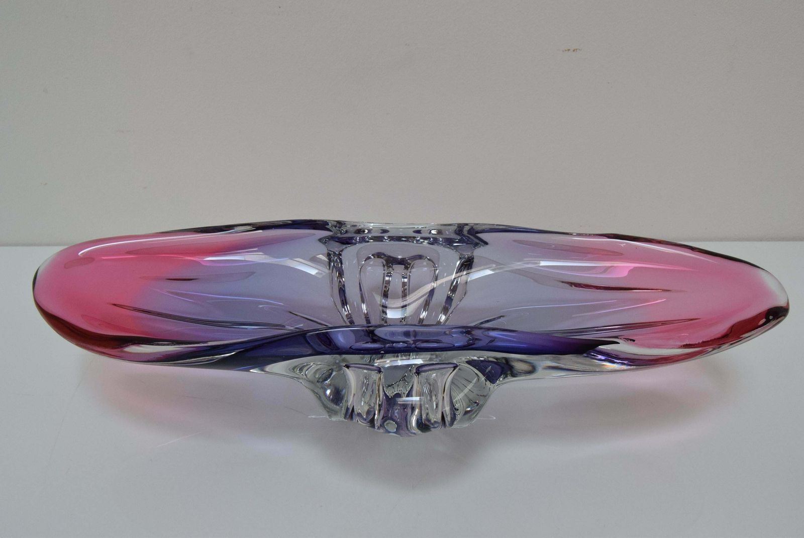 Art Glass Oblong Bowl By Josef Hospodka For Glasswork Chřibská, 1960' photo Home Decor