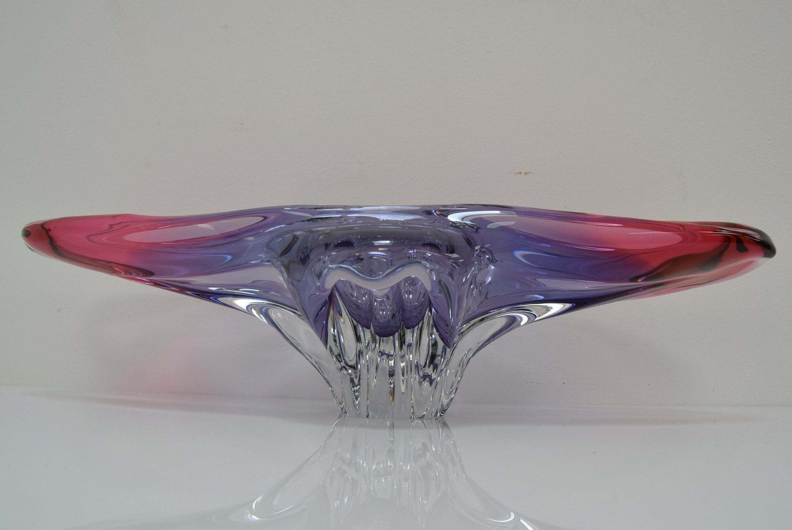358.0 Art Glass Oblong Bowl By Josef Hospodka For Glasswork Chřibská, 1960' photo