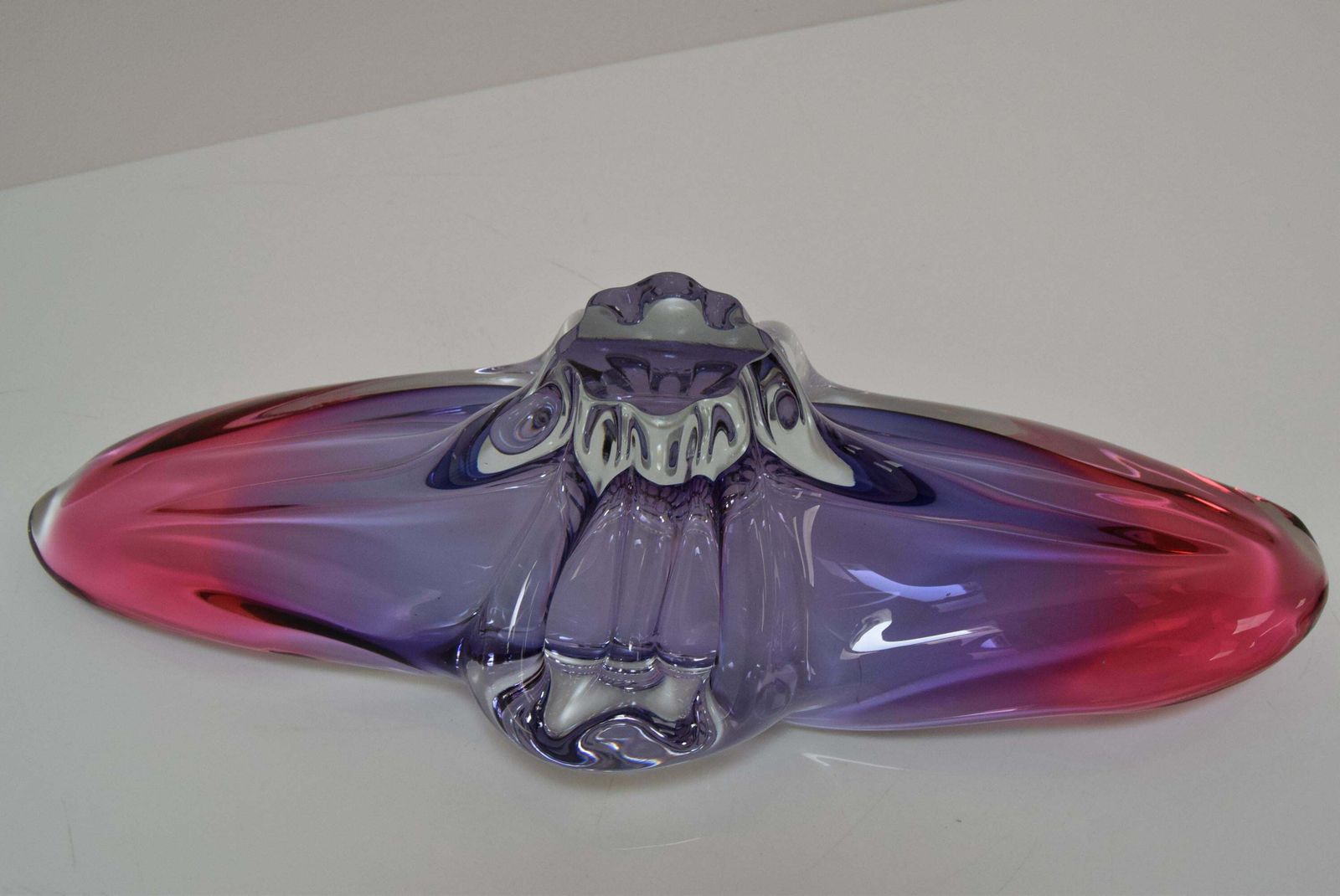 photo vintage Art Glass Oblong Bowl By Josef Hospodka For Glasswork Chřibská, 1960'