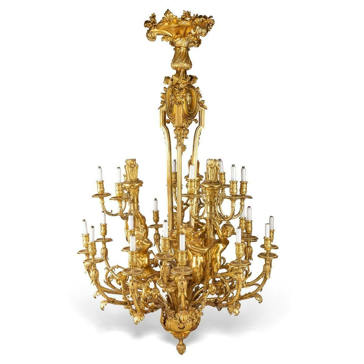 19th Century French Louis XVI Style Ormolu Twenty Seven Light Chandelier, C.1890 photo furniture