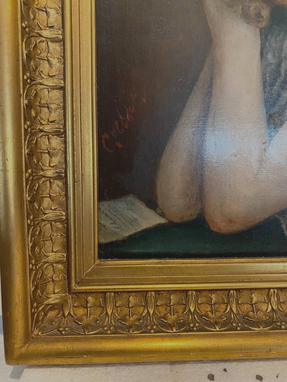 Oil On Canvas Portrait Of A Young Woman In Bust "XX Century photo for sale