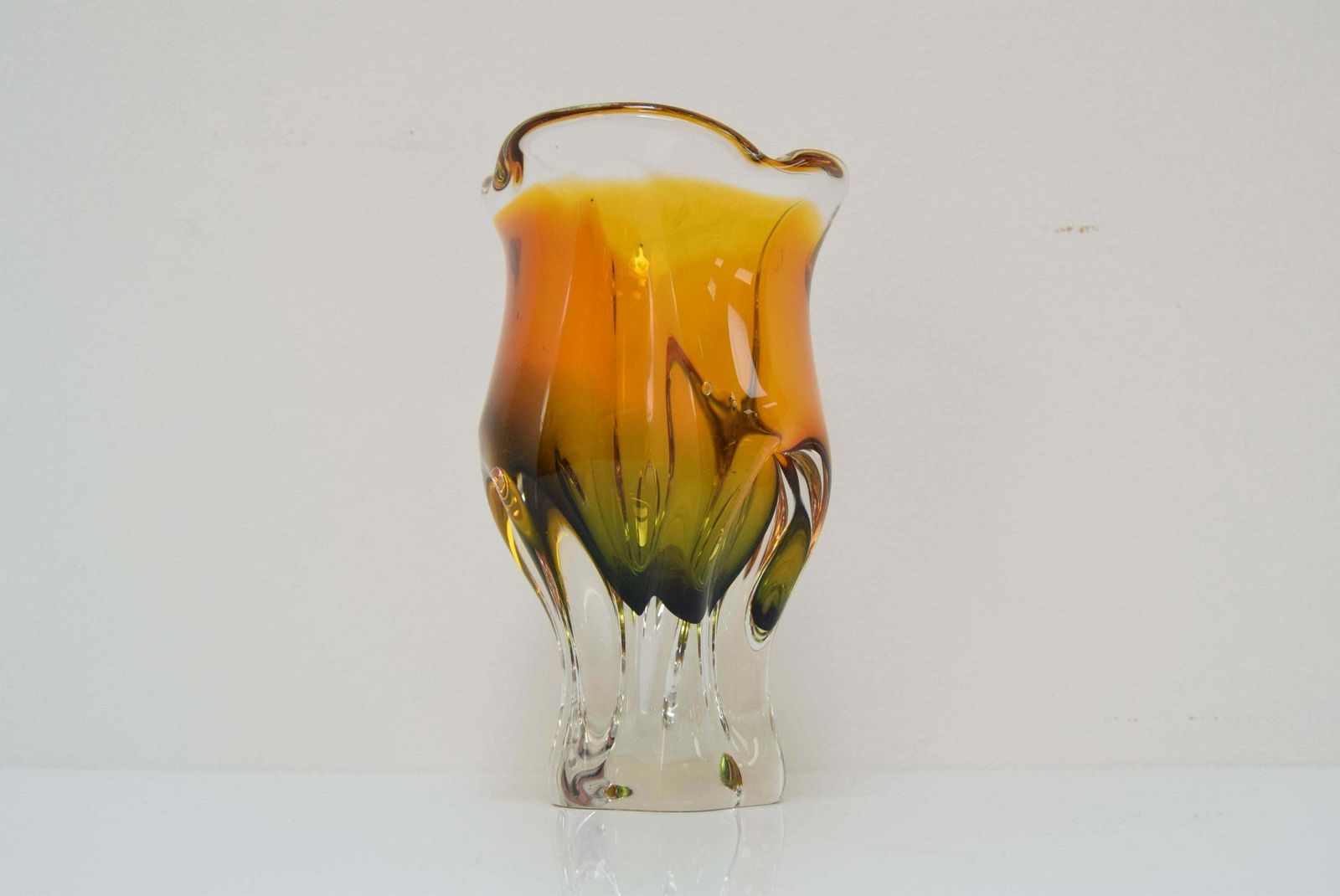 Art Glass Vase By Josef Hospodka For Glasswork Chribska, 1960's. photo for sale