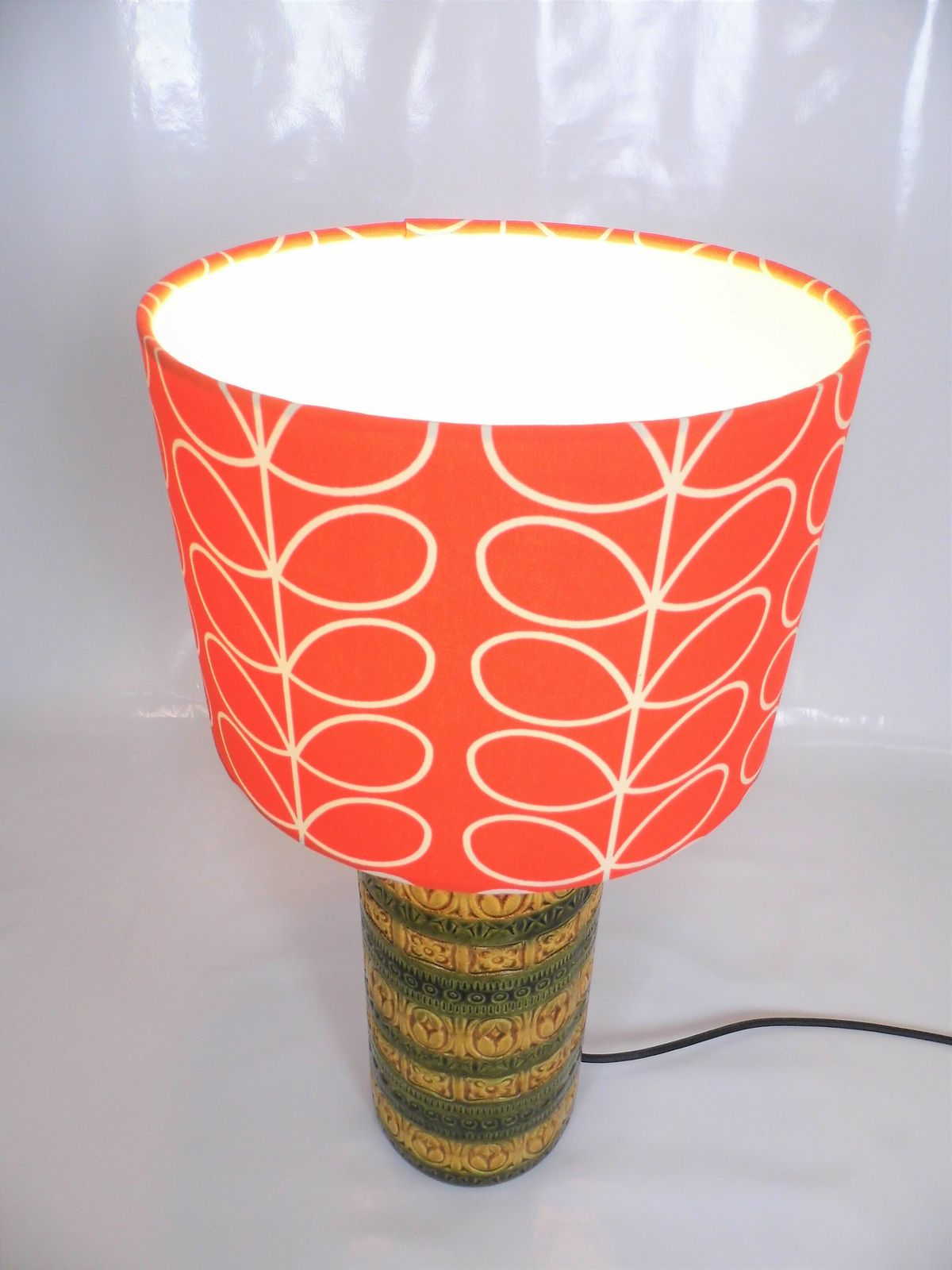 Vintage Retro West German Scheurich Ceramic Lamp Mustard And Green photo Lighting