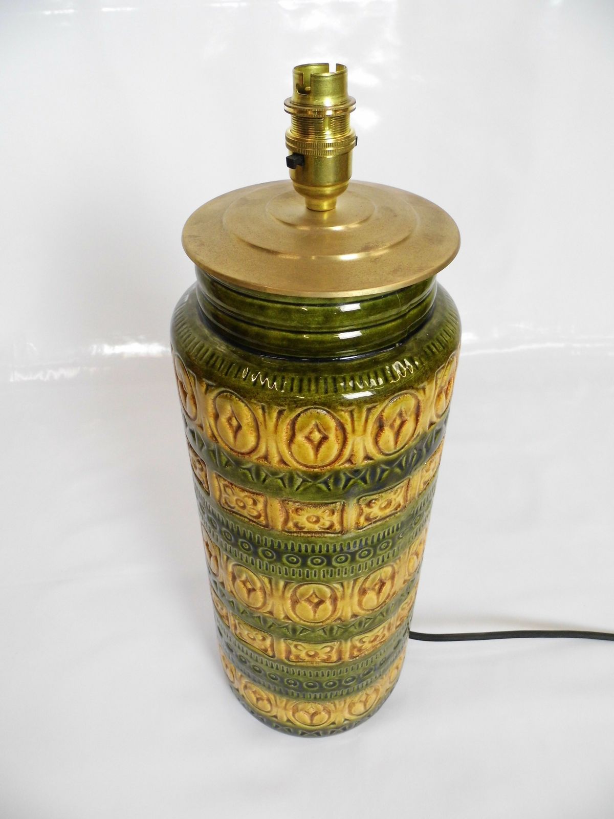 Vintage Retro West German Scheurich Ceramic Lamp Mustard And Green photo 270.0