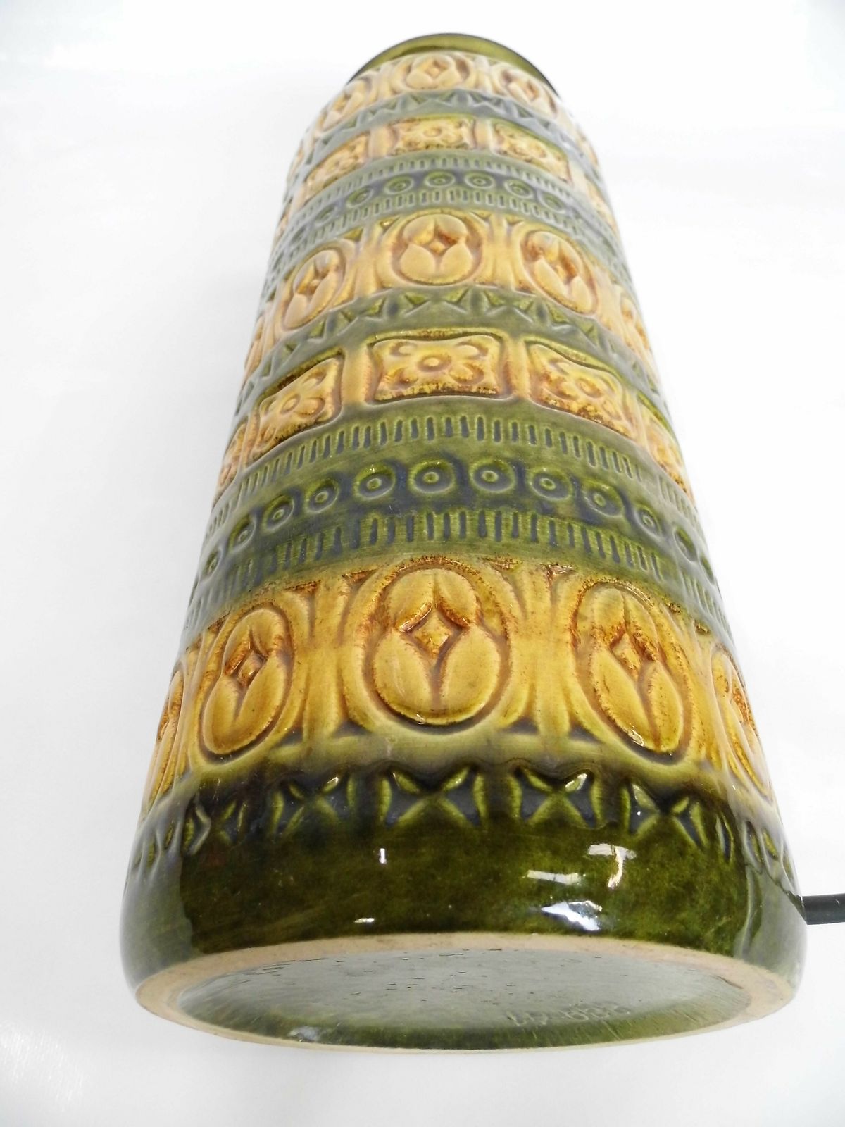 photo for sale Vintage Retro West German Scheurich Ceramic Lamp Mustard And Green