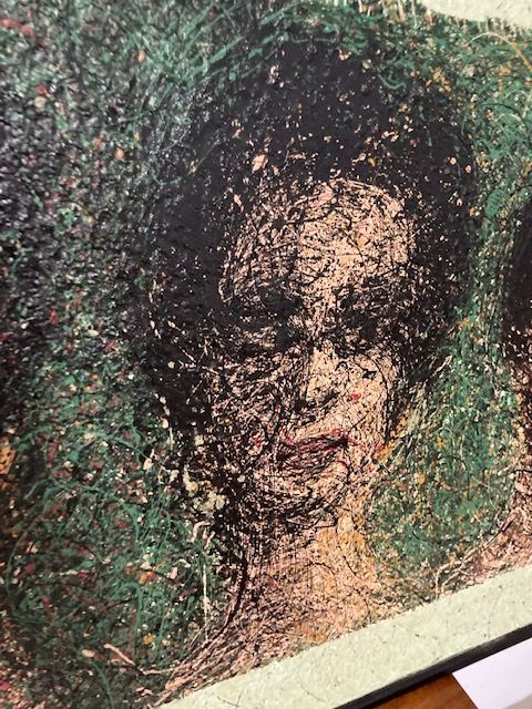 Contemporary Art Painting  Mancini 68  Action Painting Acrylic On Canvas Four Faces photo Art