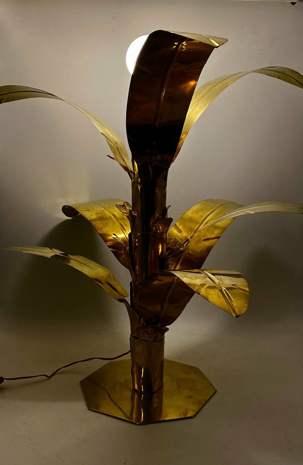Palm Tree Brass Floor/Table Lamp, Bottega Gadda Italy, 1960 photo vintage