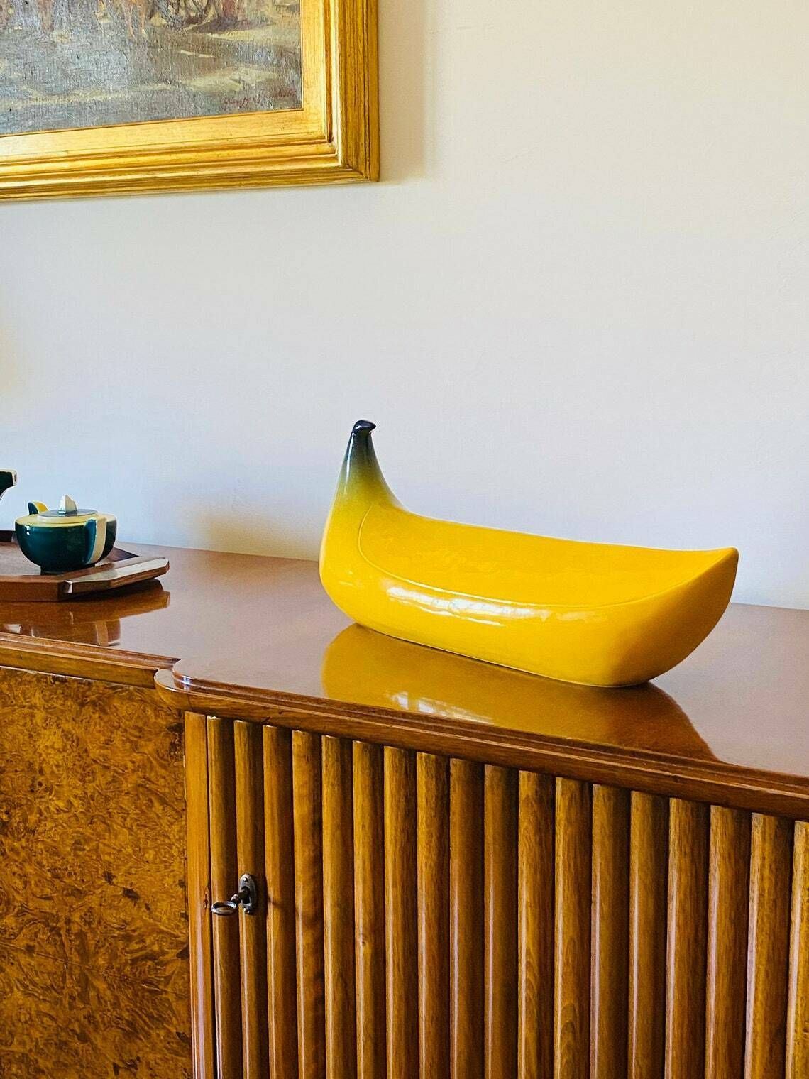 Yellow Banana Ceramic Sculpture, Zanolli Nove Italy, Ca. 1970 photo vinterior