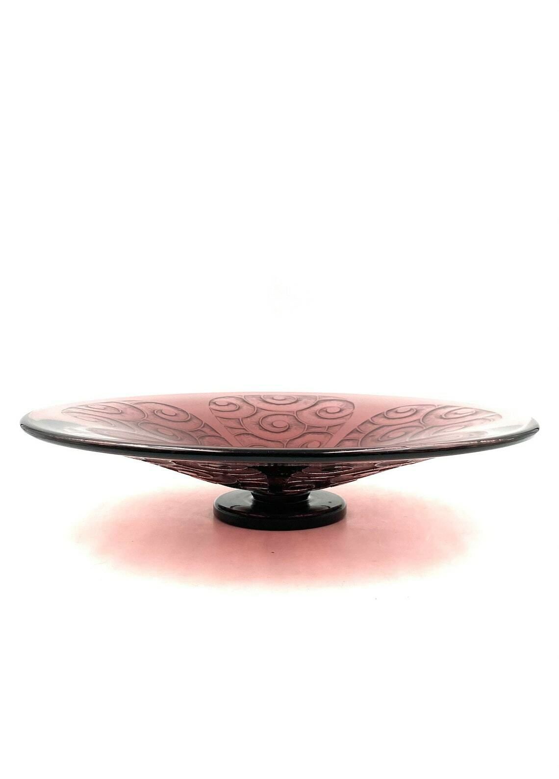 Charles Schneider, Important Art Deco Purple Glass Centerpiece, Le Verre Francais, France 1930s