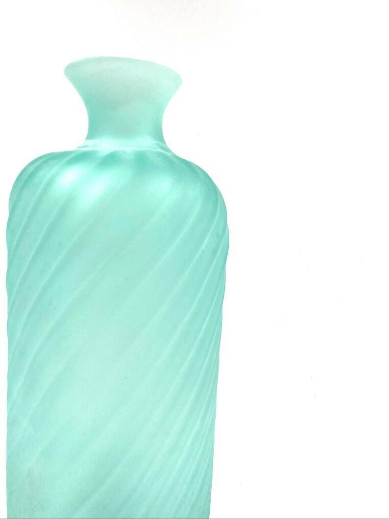 Gino Cenedese, Murano Frosted Glass Aqua Green Vase, Cenedese, Murano Italy 1970s photo 637.0