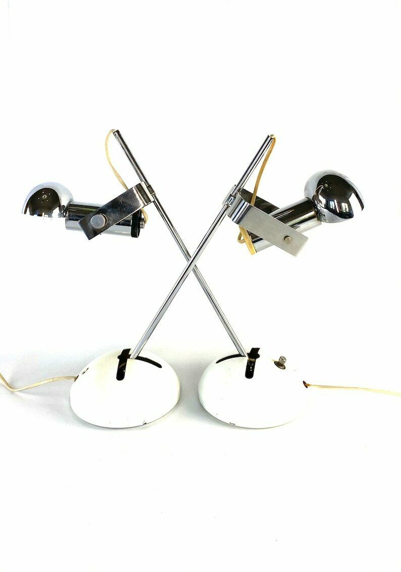 Robert Sonneman, Pair Of T395 Table Lamp For Luci Milan, 1972 photo vintage
