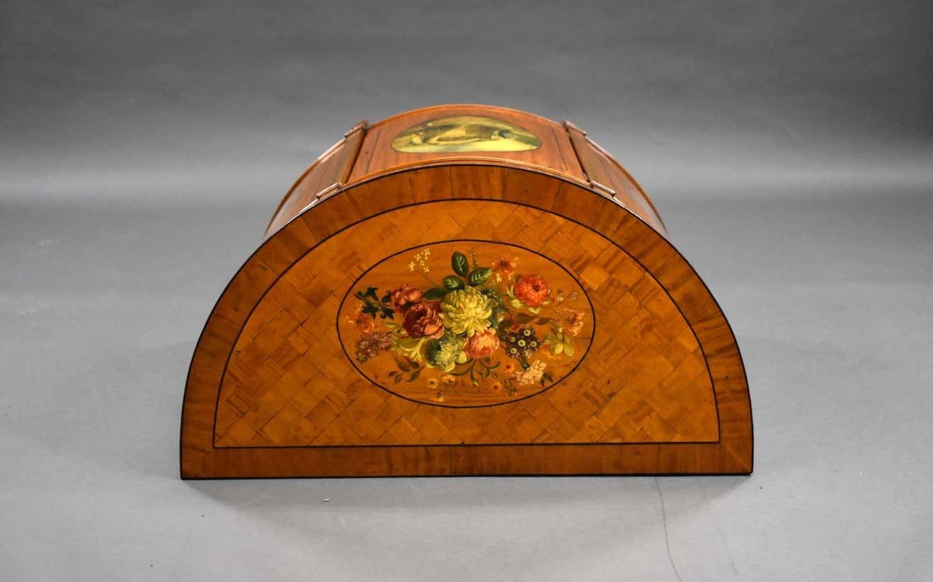 20th Century English Edwardian Hand Painted Satinwood Side Cabinet photo 2450.0