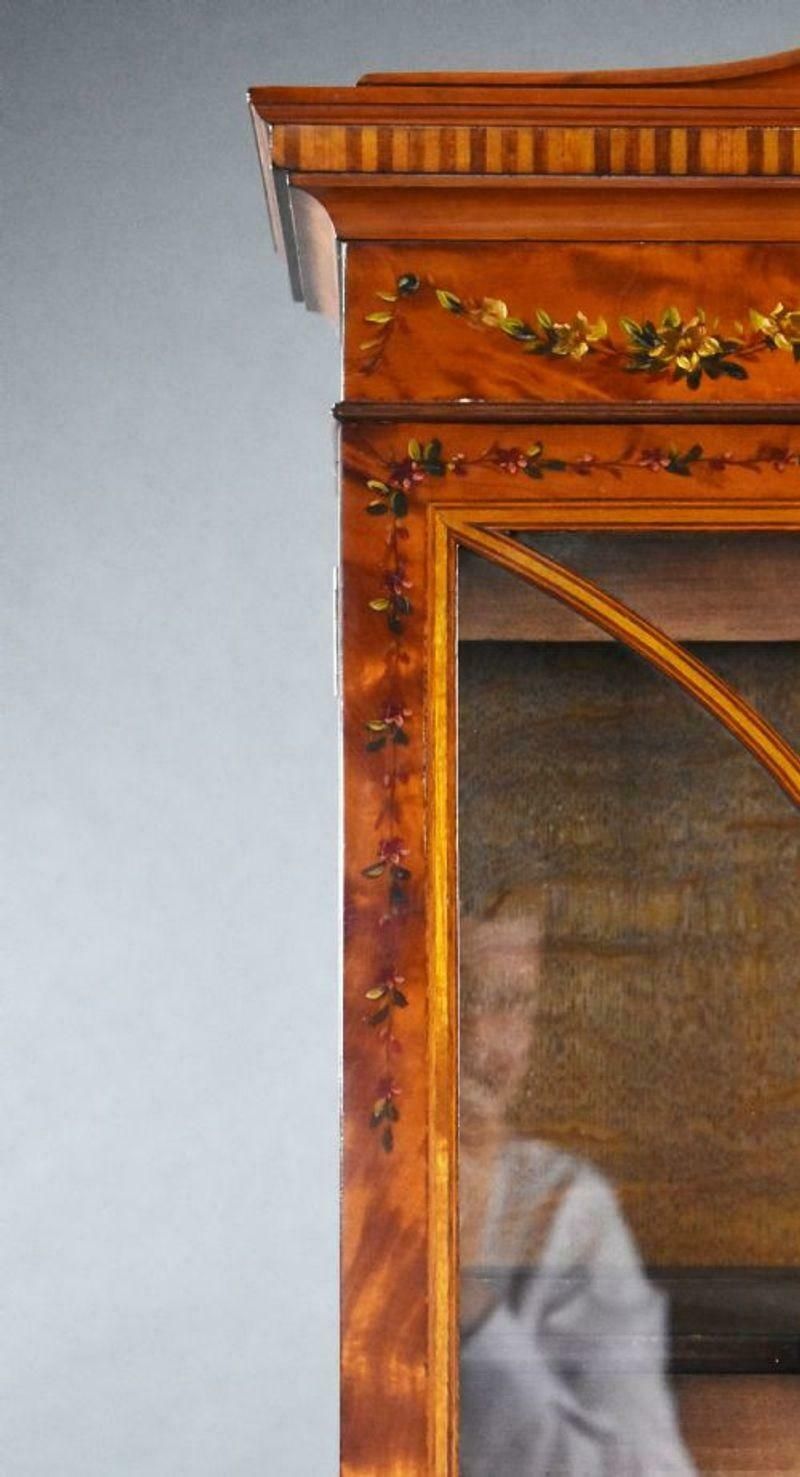 Edwardian Hand Painted Satinwood Bureau Bookcase photo buy