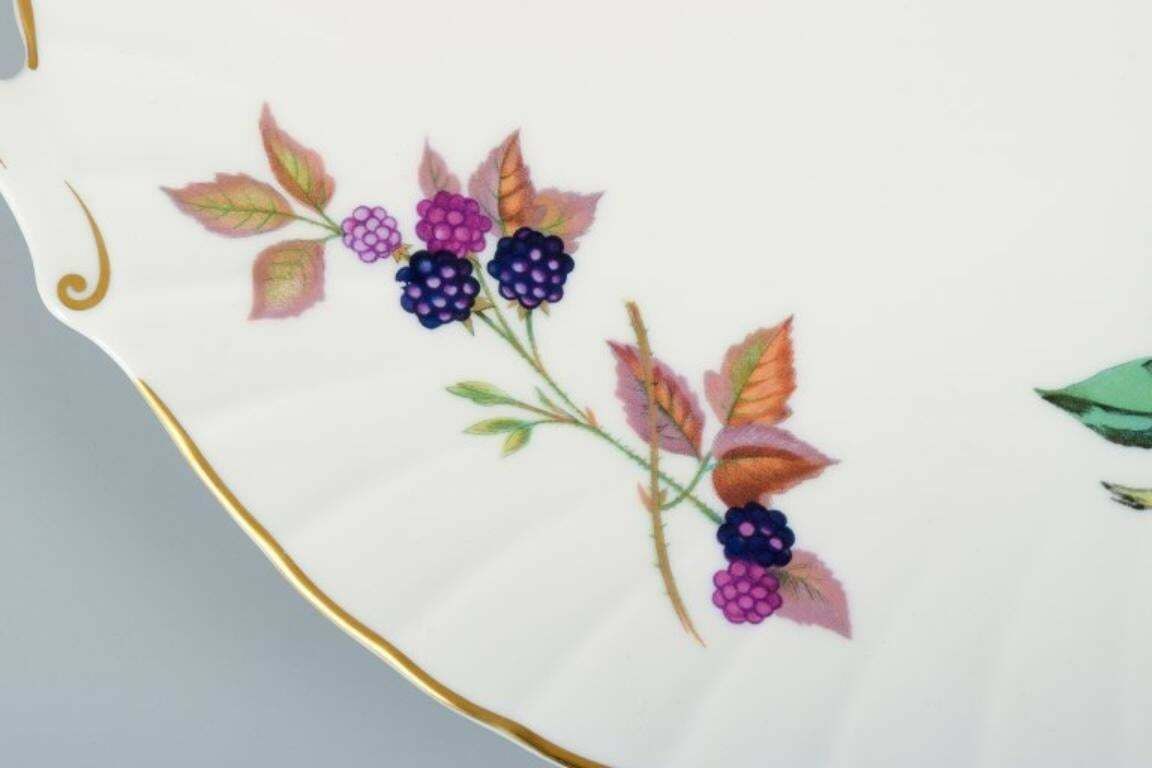 Royal Worcester Fine Porcelain Cake Plate With Motifs Of Apples And Berries photo for sale