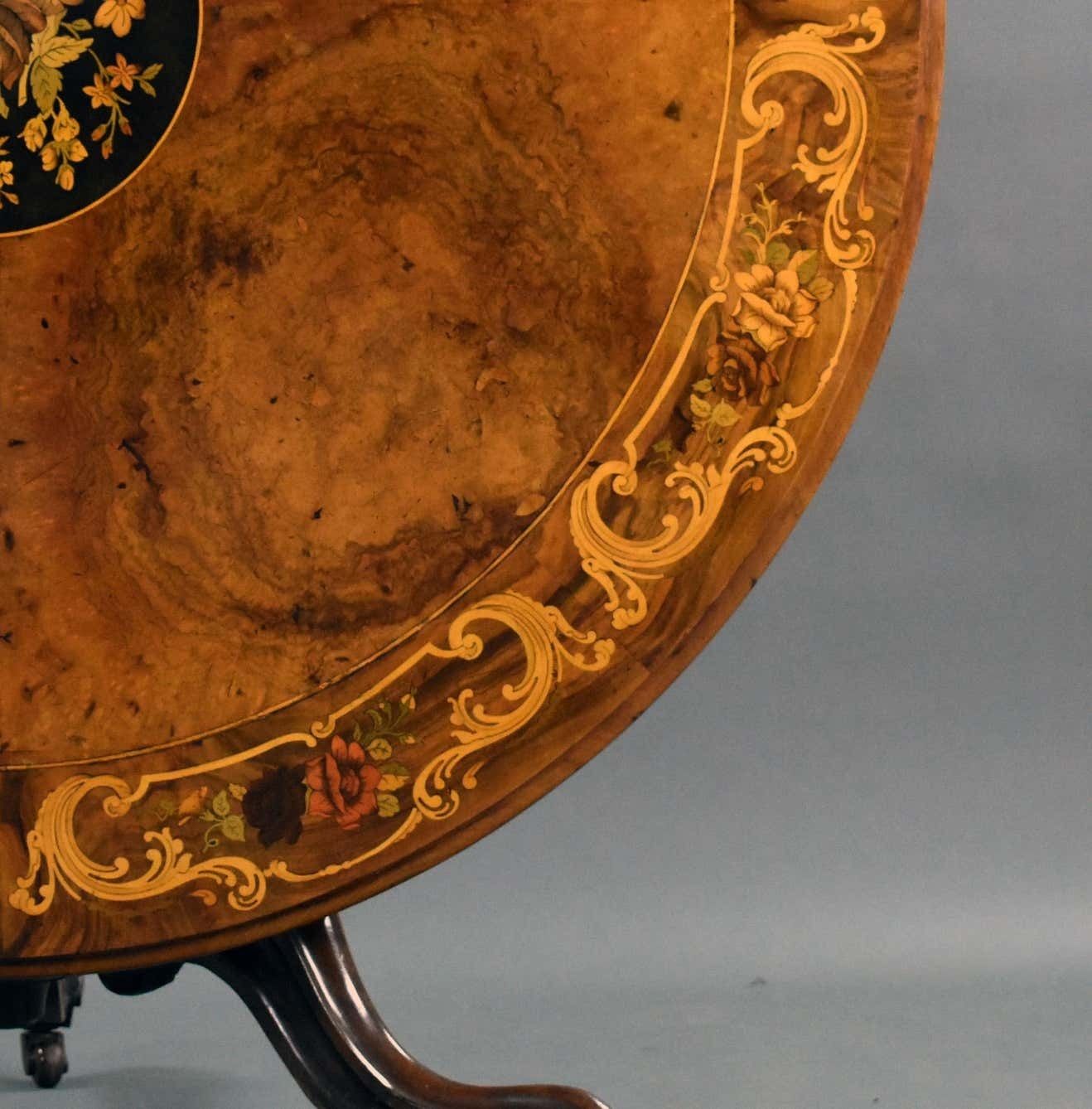 19th Century Victorian Burr Walnut & Marquetry Circular Breakfast photo vinterior