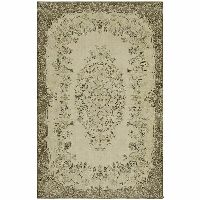 Handmade Turkish 1980's 204 X 319 Cm Beige Vintage Area Rug