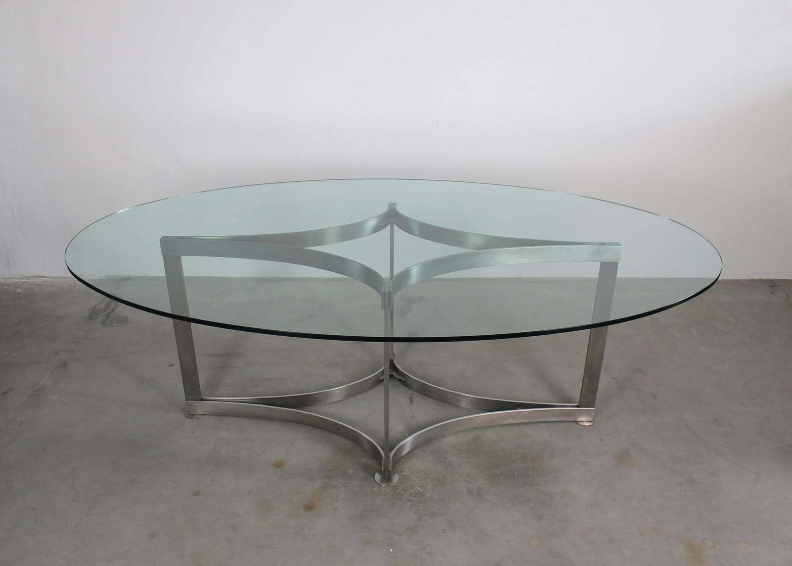 Vittorio Introini Oval Dining Table In Steel And Glass By Saporiti 1970s Italy photo furniture