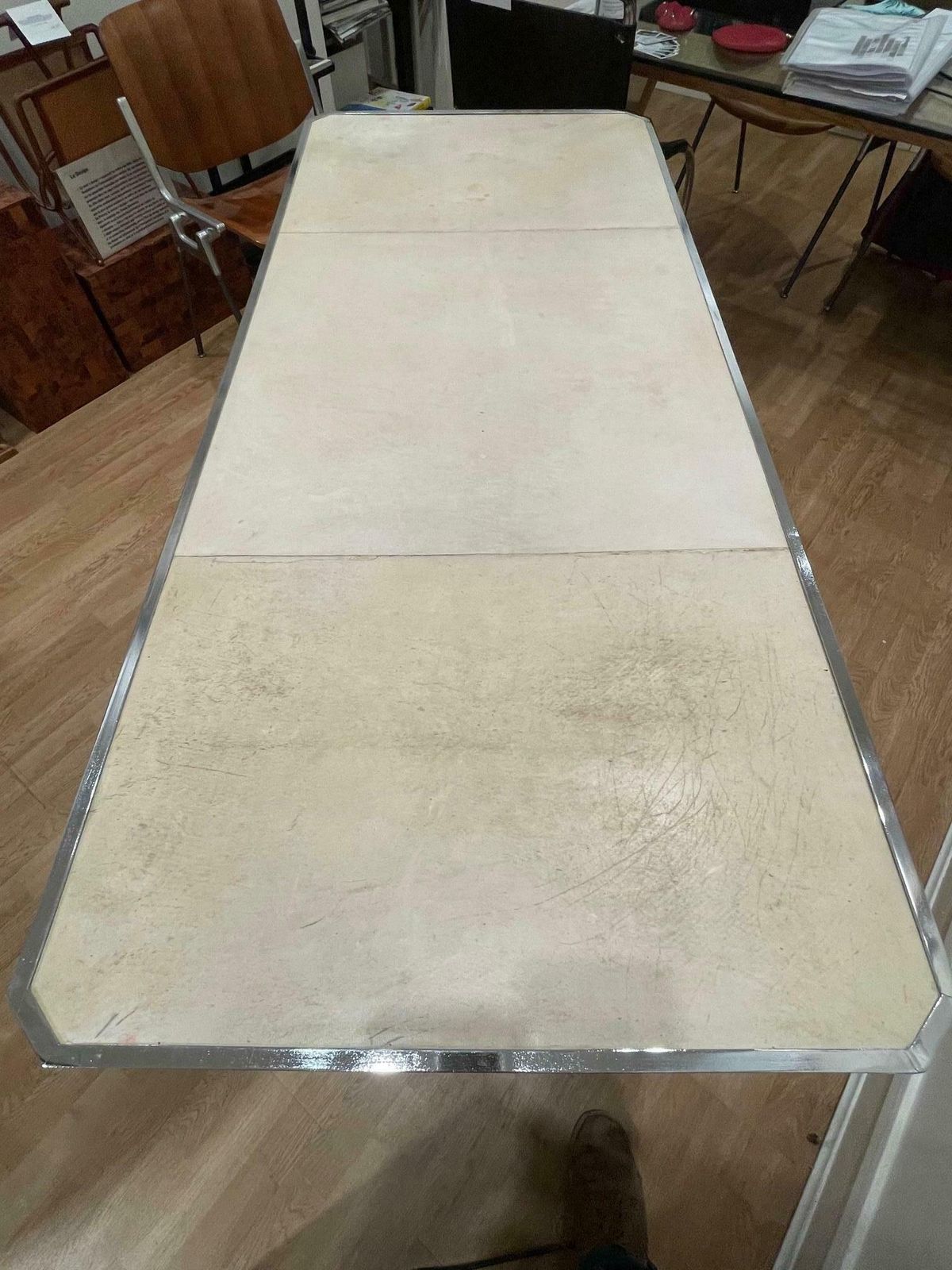8436.97 Parchment Covered Desk By Primavera, Art Deco, France, 1930's photo