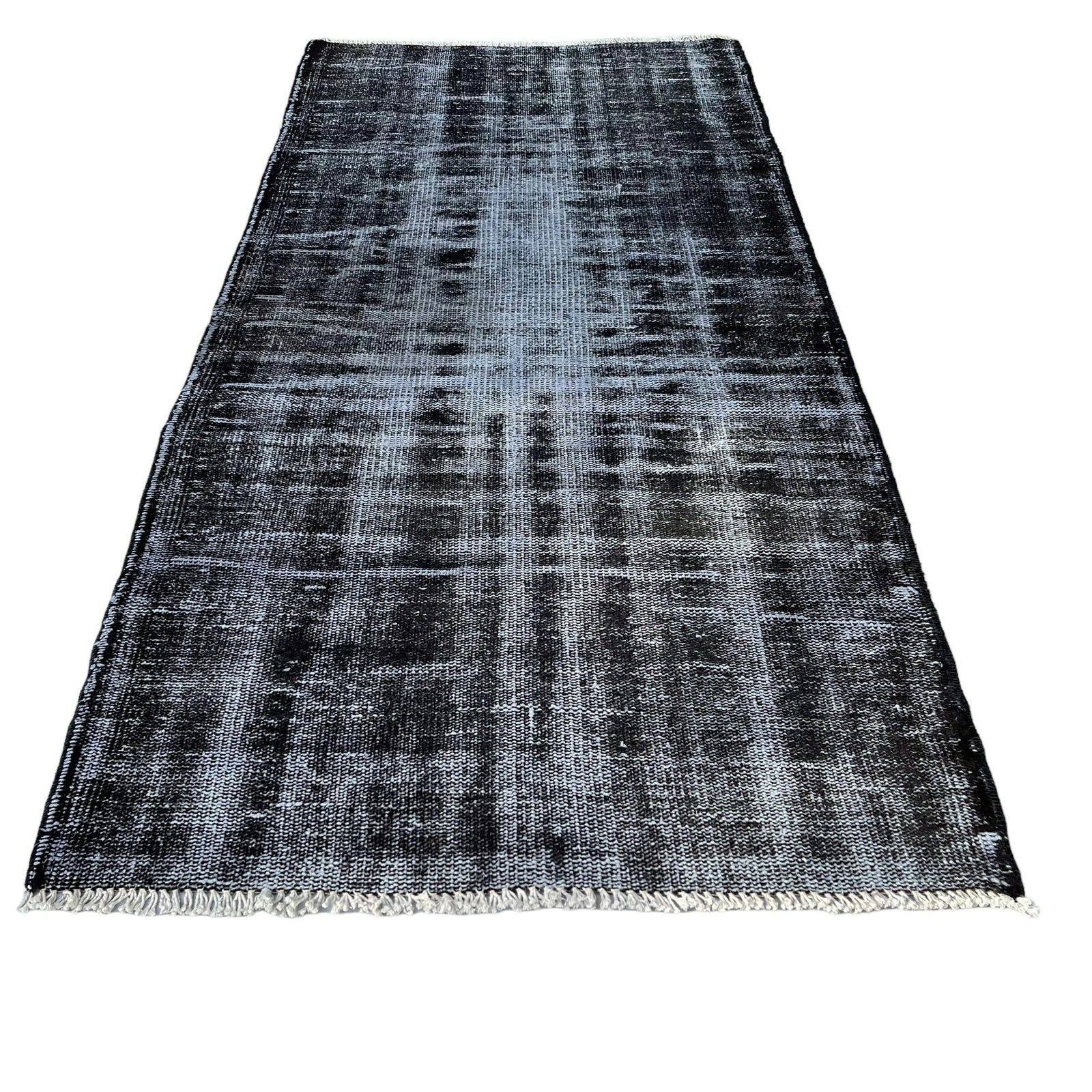 photo for sale Distressed Turkish Rug 187 X 90 Cm Wool Vintage Rug, Over Dyed Grey
