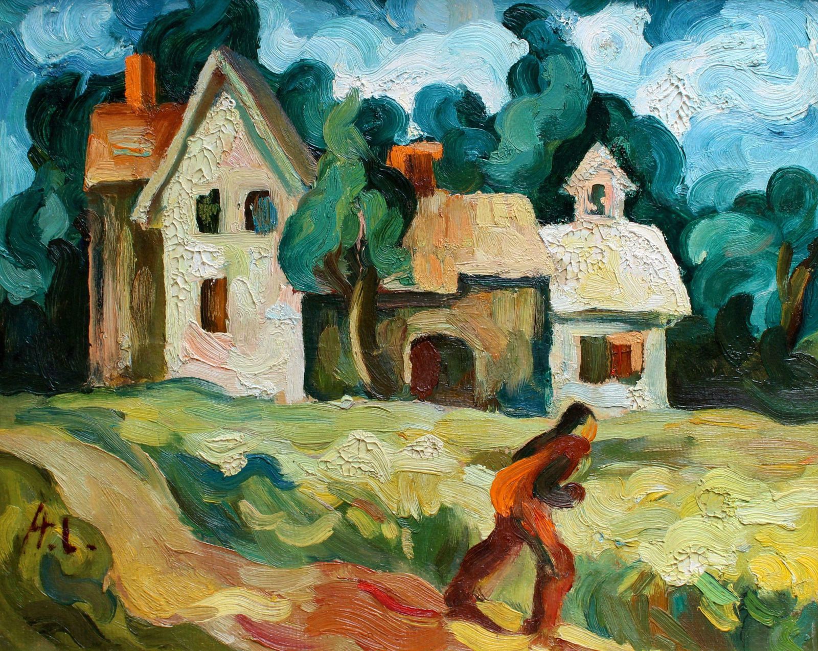 Anthony Luther A Walk In The Brisk Wind Oil On Cardboard, 48x60 Cm