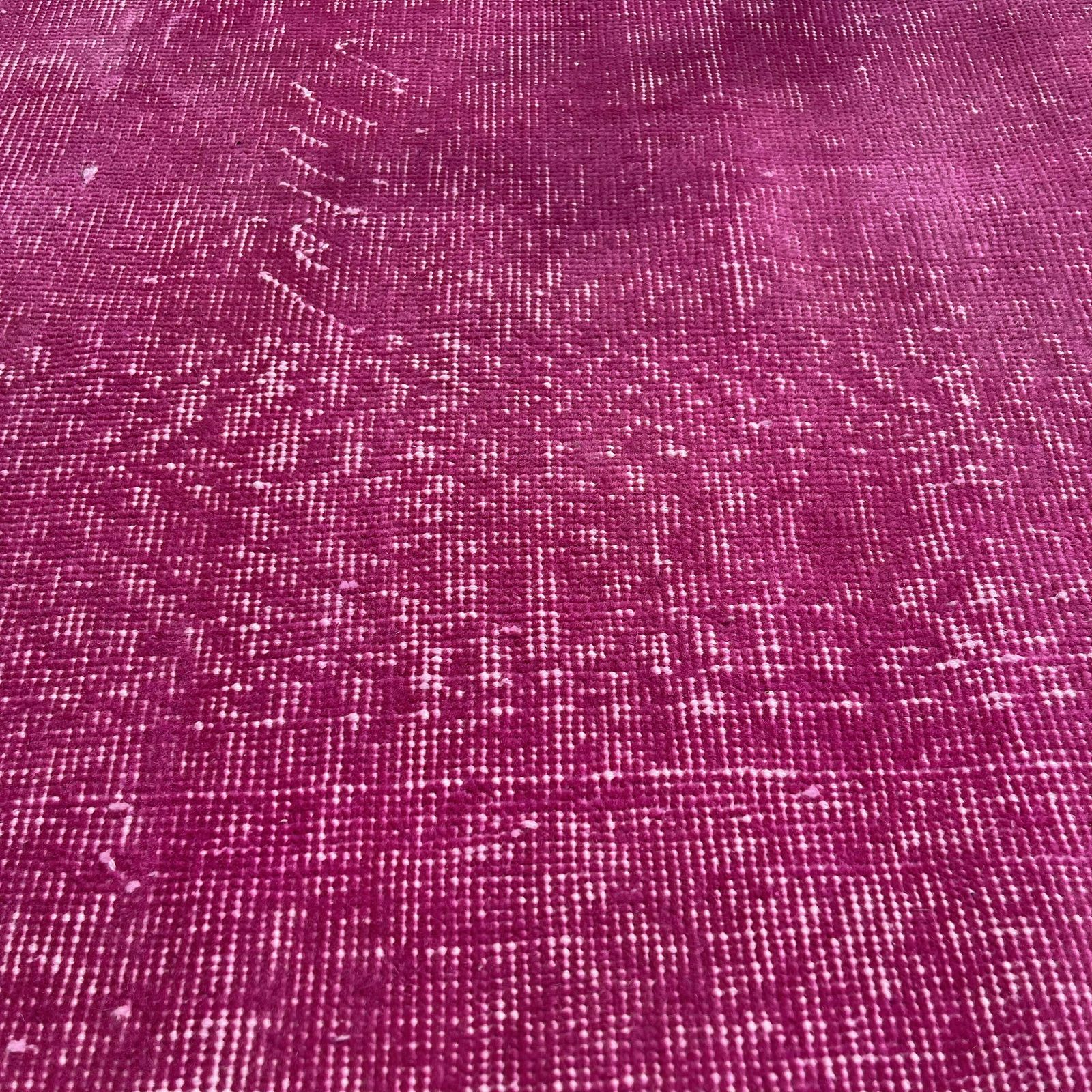 Distressed Turkish Narrow Runner  Wool Vintage Rug, Over Dyed Pink photo for sale
